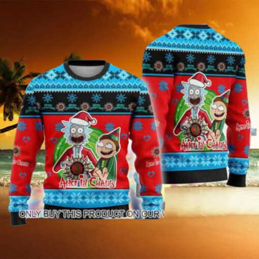 Alice In Chains With Rick And Morty Happy Xmas 2024 Ugly Christmas Sweater