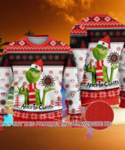 Alice In Chains With The Grinch Santa Hat 2024 Ugly Christmas Sweater