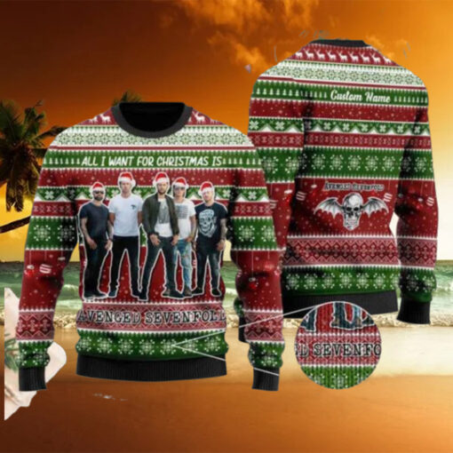 All I Want For Christmas Is Avenged Sevenfold Custom Name 2024 Ugly Christmas Sweater