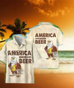 America Eagle Beer Ting Hawaiian Shirt Summer Short Sleeve Button Ting Hawaiian Shirt