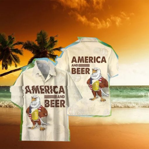 America Eagle Beer Ting Hawaiian Shirt Summer Short Sleeve Button Ting Hawaiian Shirt