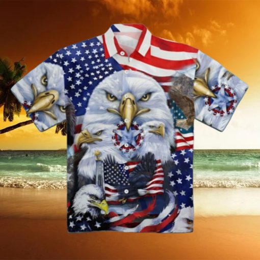 American Eagle US Flag Hawaiian Shirt