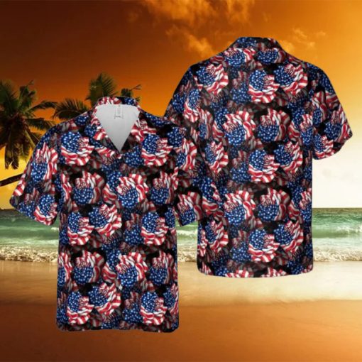 American Flag Rose Hawaiian Shirt