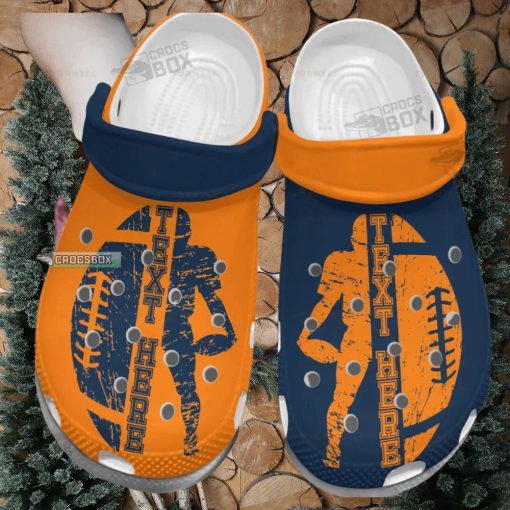 American Football Orange And Navy Crocs Shoes Football Footwear