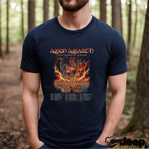 Amon Amarth Metal Crushes All Tour 2024 Vikings Of North America Poster Tour List Two Sides Print Unisex T Shirt