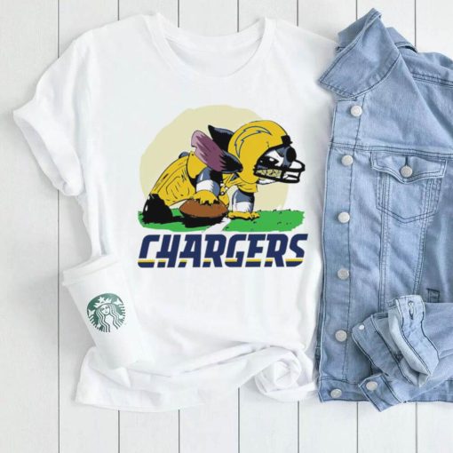 Angry Stitch character player Los Angeles Chargers football logo shirt