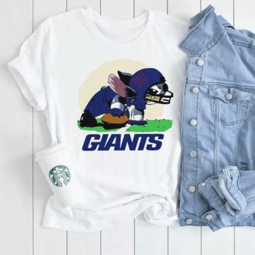 Angry Stitch character player New York Giants football logo shirt