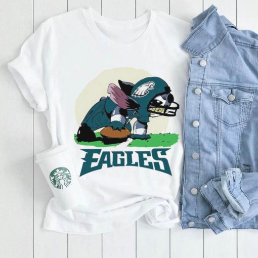 Angry Stitch character player Philadelphia Eagles football logo shirt