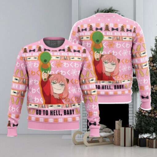 Anya Go To Hell Baby Spy X Family 2024 Best Xmas Knitted Ugly Christmas Sweater Gift For Family