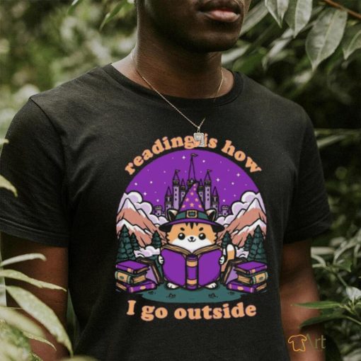 Reading Is How I Go Outside Magical Journey Cat Shirt