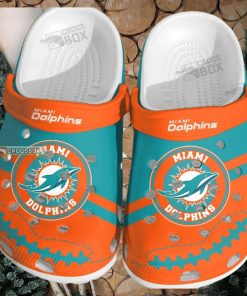 Aqua And Orange Pride Crocs Dolphins Retro Crocs Shoes