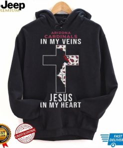 Arizona Cardinals In My Veins Jesus In My Heart Cross Shirt