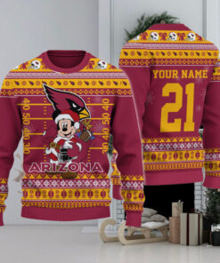 Arizona Cardinals Mickey Mouse Santa Ugly Christmas Sweater