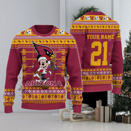 Arizona Cardinals Mickey Mouse Santa Ugly Christmas Sweater