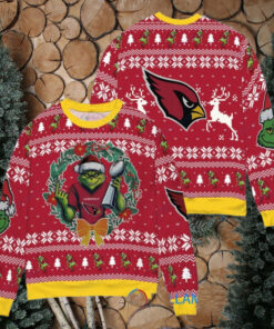 Arizona Cardinals x Grinch NFL Dr. Seuss How the Grinch Stole Christmas with Super Bowl Trophy Ugly Christmas Sweater Red