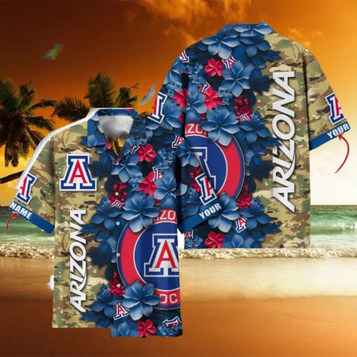 Arizona Wildcats Custom Name Personalized Camo Flower Pattern Hawaiian Shirt