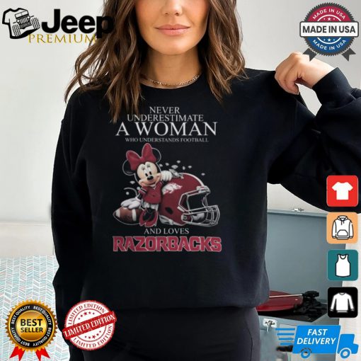 Arkansas Razorbacks x Minnie Mouse Never Underestimate A Woman Who Understands Football And Loves Shirt