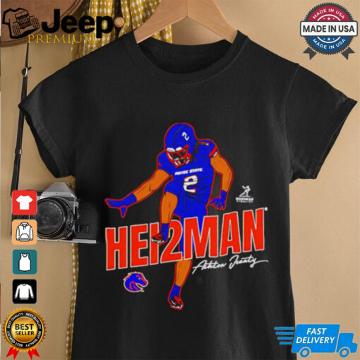 Ashton Jeanty Heisman Boise State Broncos cartoon signature shirt