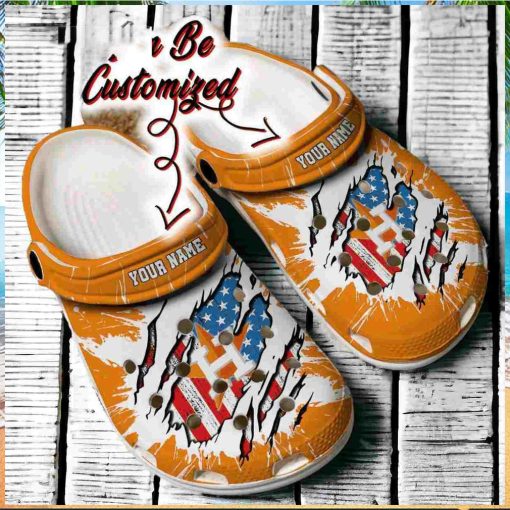 Astros Personalized HAstros Baseball Ripped American Flag Clog Crocs