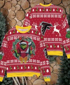 Atlanta Falcons x Grinch NFL Dr. Seuss How the Grinch Stole Christmas with Super Bowl Trophy Ugly Christmas Sweater Red