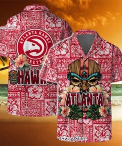 Atlanta Hawks NBA Aloha Tiki Pattern Hawaiian Set