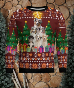 Australian Shepherd Pine Tree Ugly Christmas Sweater