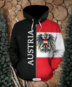 Austria Hoodie Coat Of Arms Flag Half Style Zip Up Hoodie 3D