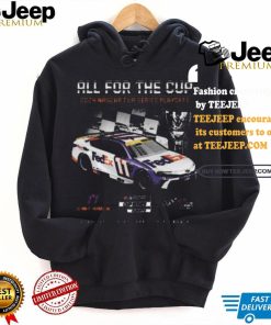 Awesome Men’s Denny Hamlin Joe Gibbs Racing Team Collection Black 2024 NASCAR Cup Series Playoffs FedEx T Shirt