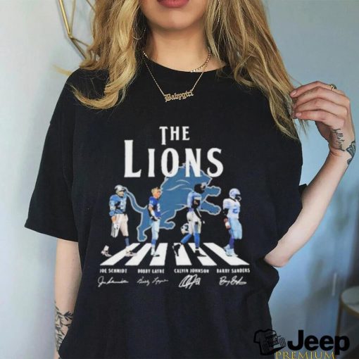 Awesome awesome The Detroit Lions Joe Schmidt Bobby Layne Calvin Johnson Barry Sanders T shirt