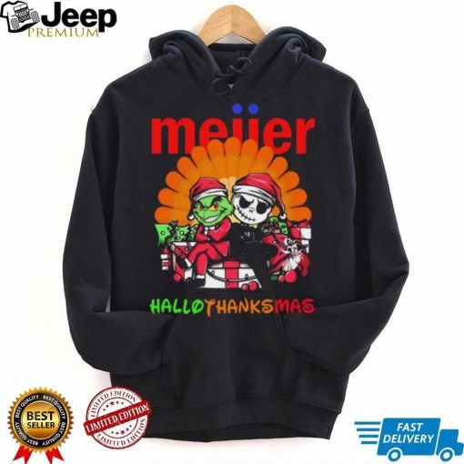 Baby Grinch and Jack Skellington Meijer logo Hallothanksmas 2024 shirt