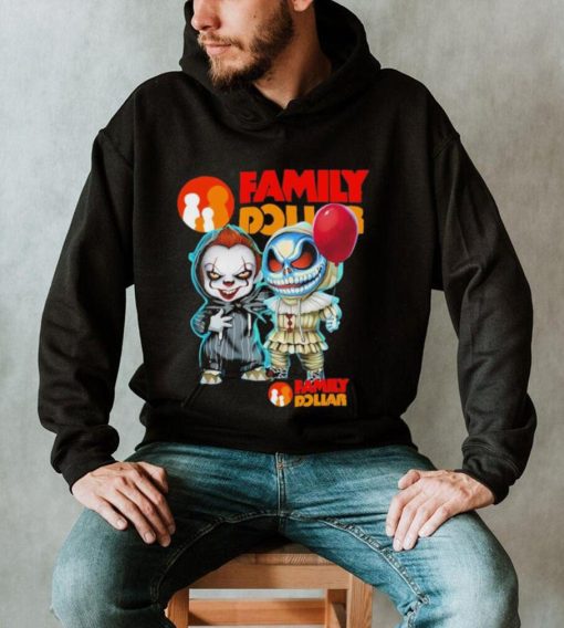 Baby Jack Skellington and Baby Pennywise Family Dollar logo 2024 shirt