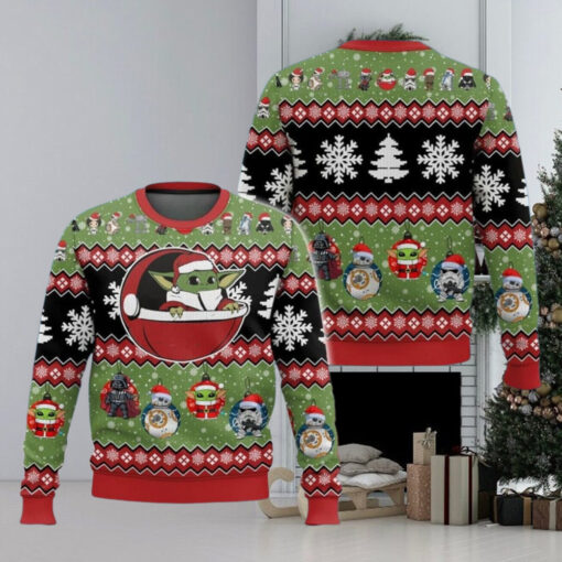 Baby Yoda Christmas Ugly Sweater, Star Wars Characters Holiday Sweater