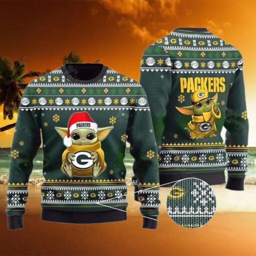 Baby Yoda Green Bay Packer Ugly Christmas Sweater