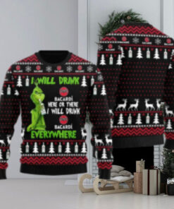 Bacardi Grinch Will Drink Everywhere Ugly Sweater