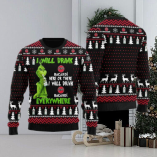 Bacardi Grinch Will Drink Everywhere Ugly Sweater