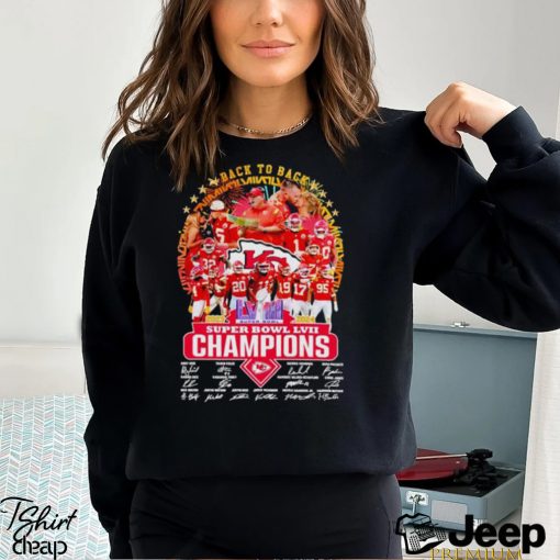 Back to back 2023 2024 Super Bowl LVIII Champions Kansas City Chiefs signatures shirt