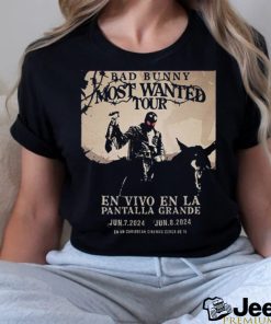 Bad Bunny Tour 2024 Most Wanted Tour En Vivo En La Panralla Grande On June 7 8 At Caribbean Cinemas Unisex T Shirt