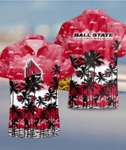 Ball State Cardinals Palms Tree Hawaiian Shirt