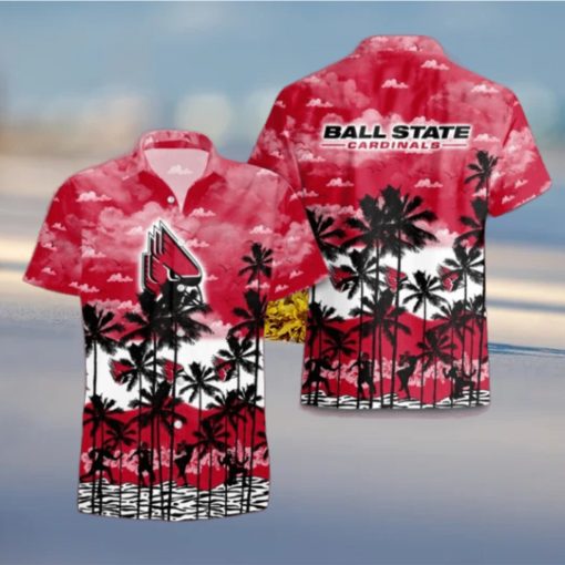 Ball State Cardinals Palms Tree Hawaiian Shirt