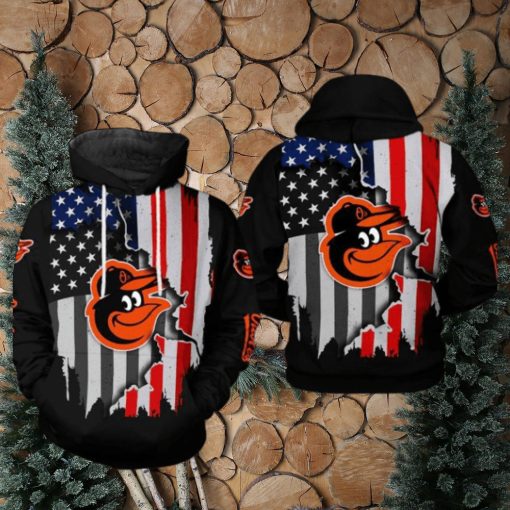 Baltimore Orioles MLB US Flag 3D Printed Hoodie