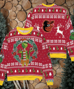 Baltimore Orioles x Grinch Dr. Seuss How the Grinch Stole Christmas MLB with World Series Trophy Ugly Christmas Sweater Red