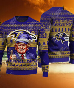 Baltimore Ravens Christmas Donald Trump Knitted Sweater