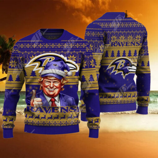 Baltimore Ravens Christmas Donald Trump Knitted Sweater