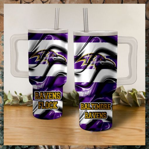 Baltimore Ravens Flock Wavy Pattern Tumbler With Handle