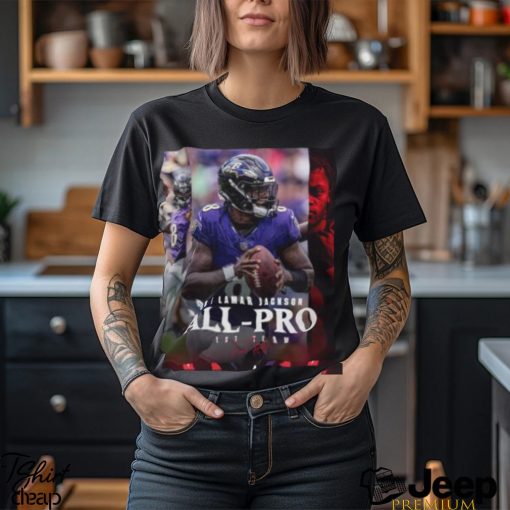 Baltimore Ravens Lamar Jackson QB 2023 Season NFL Associated Press All Pro First Team Poster Unisex T Shirt