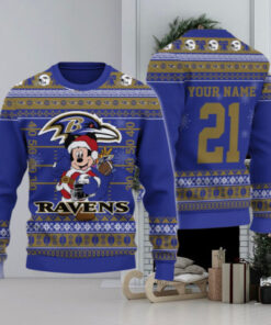 Baltimore Ravens Mickey Mouse Santa Ugly Christmas Sweater