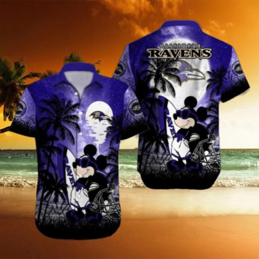 Baltimore Ravens Mickey Mouse Street Style All Over Print Hawaiian Shirt