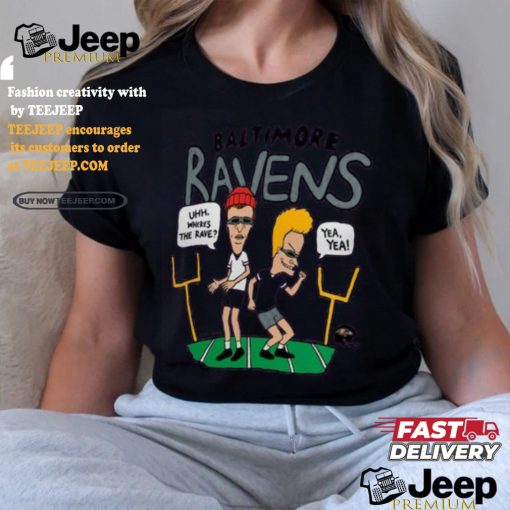 Baltimore Ravens NFL x Homage x Beavis and Butt Head Unisex Tri Blend T Shirt