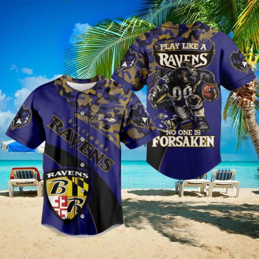 Baltimore Ravens Play Like A Ravens No One Is Forsaken Baseball Jersey