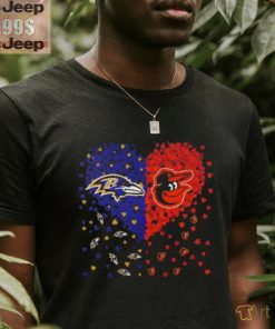 Baltimore Ravens and Baltimore Orioles logo heart love shirt